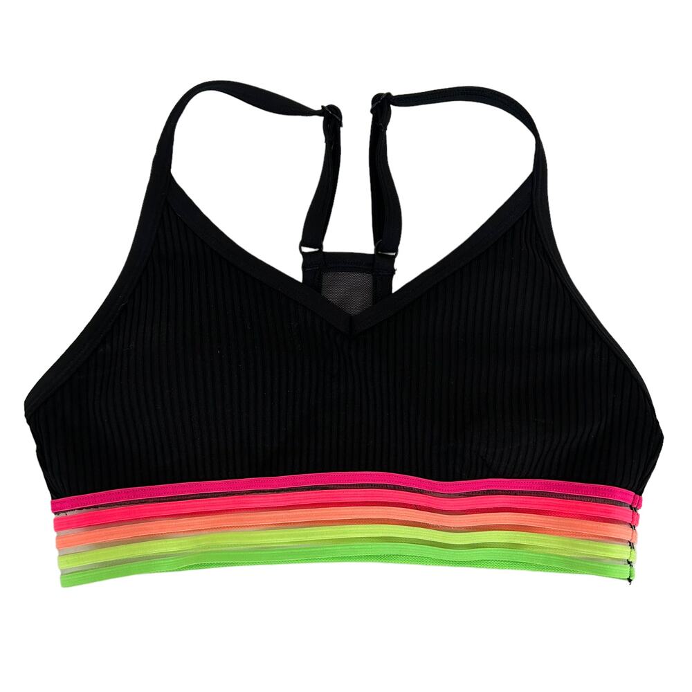 Victoria's Secret Pink Sport Black Rainbow Ultimate Lightly Lined Sports Bra XS